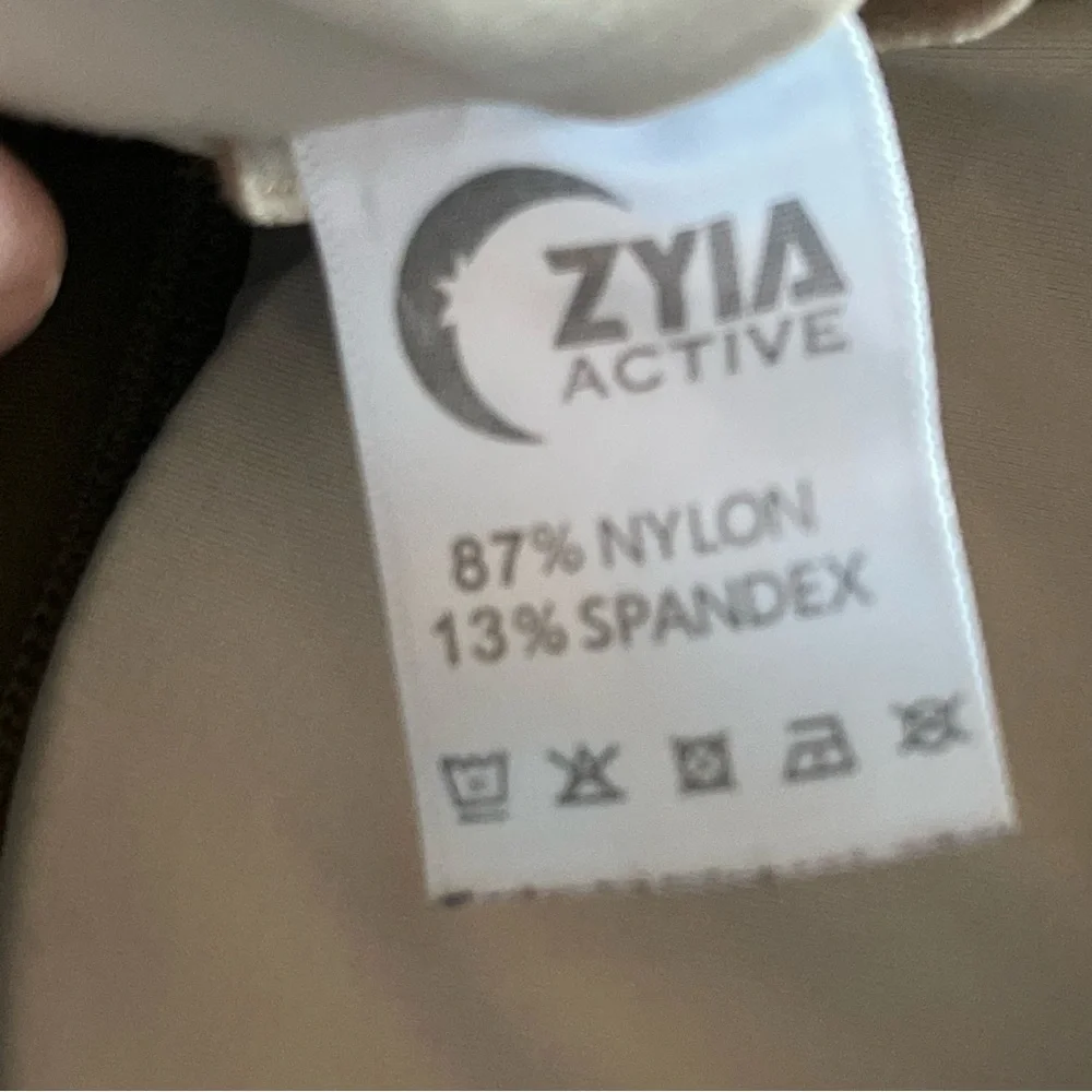 Like New!! Women's Zyia Active Olive Green Grid Sports Bra - Size Large - Picture 15 of 16